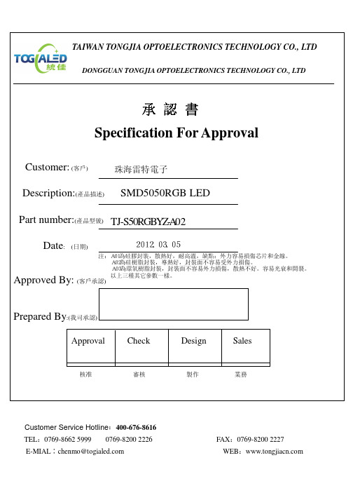 5050RGBLED灯珠全彩规格书88