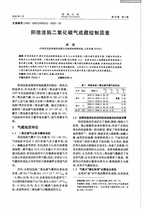 阳信洼陷二氧化碳气成藏控制因素