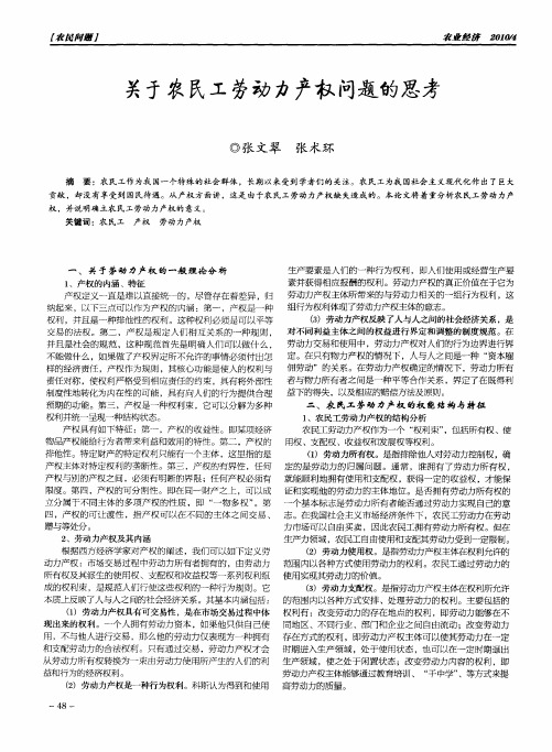 关于农民工劳动力产权问题的思考