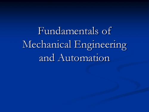 Fundamentals of Mechanical Engineering