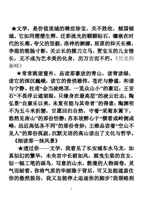 高考作文议论文精彩排比段