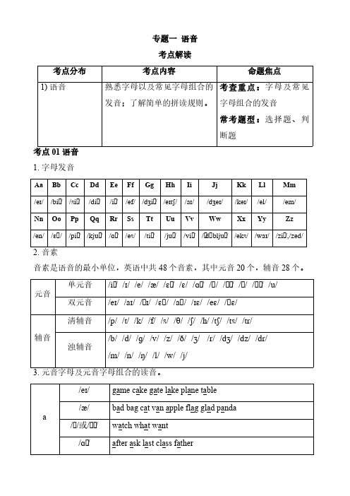 2022-2023(2)专题一 语音(小升初英语全国通用版))