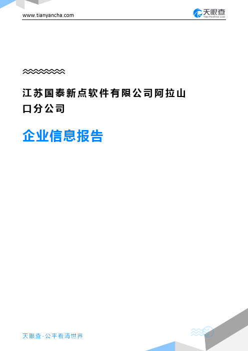 江苏国泰新点软件有限公司阿拉山口分公司企业信息报告-天眼查