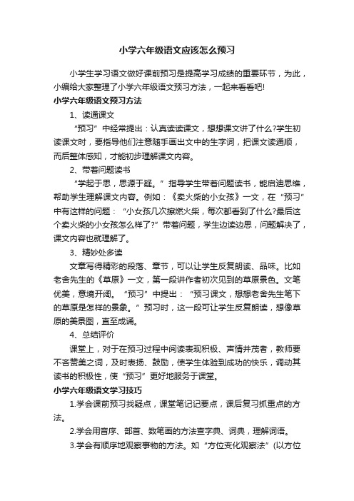 小学六年级语文应该怎么预习