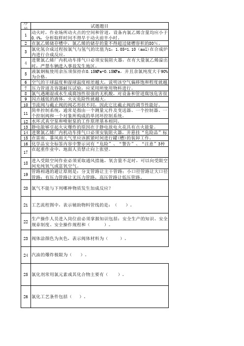 氯化工艺作业考试题库-氯化工艺安全生产技术