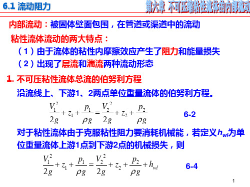 第六章——不可压缩粘性流体的内部流动分析