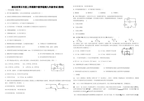 湖北省黄石市度上学期期中教学检测九年级考试(物理)