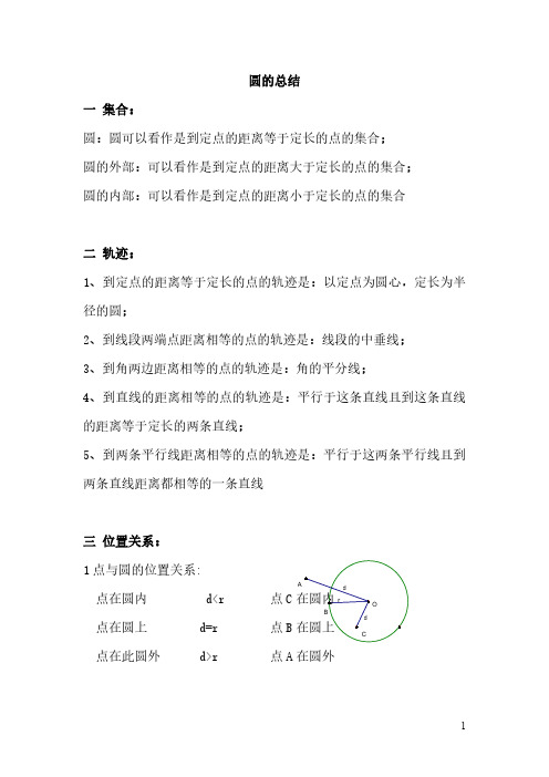 初中数学圆知识点总结资料整理