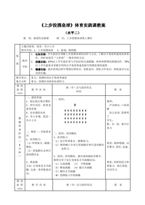 《上步投掷垒球》体育实践课教案