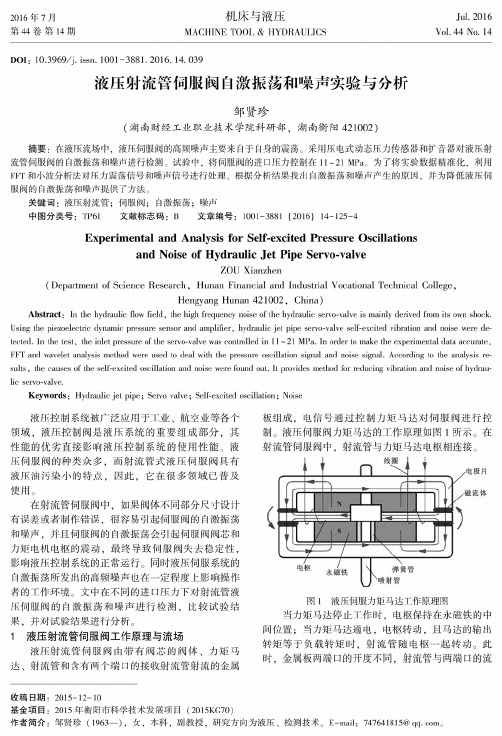 液压射流管伺服阀自激振荡和噪声实验与分析