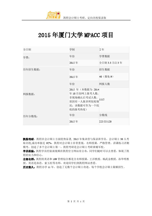 2015年厦门大学MPACC项目