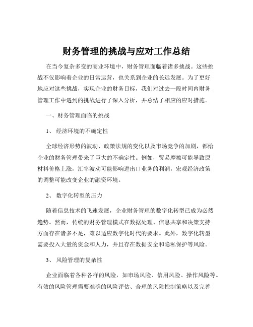 财务管理的挑战与应对工作总结