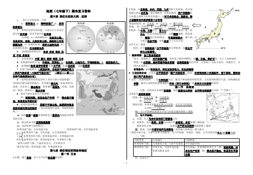 七年级下册地理复习资料