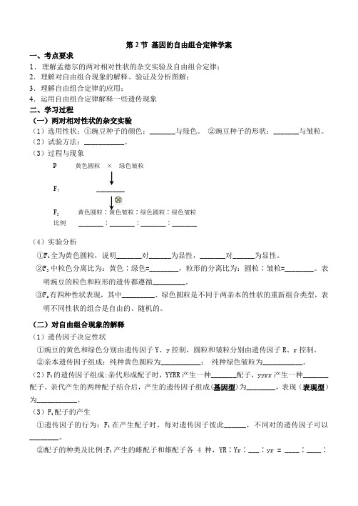 第2节基因的自由组合定律学案