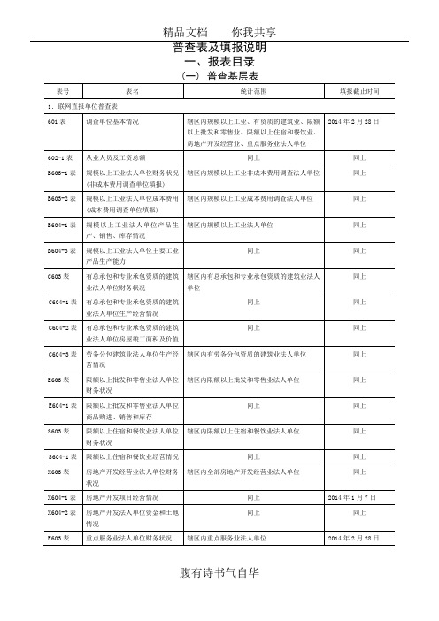 普查表及填报说明