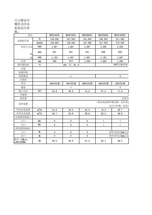 日立制冷主机技术参数