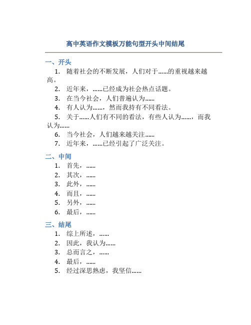 高中英语作文模板万能句型开头中间结尾