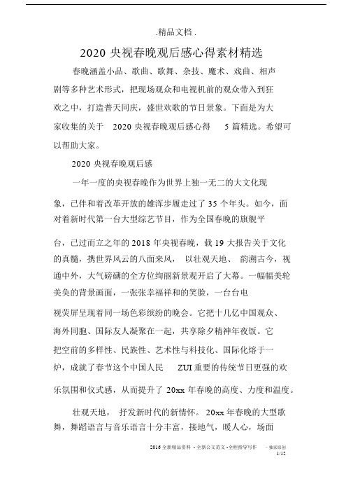 2020央视春晚观后感心得素材精选.docx