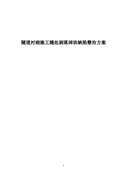 隧道衬砌施工缝处剥落掉块缺陷整治方案