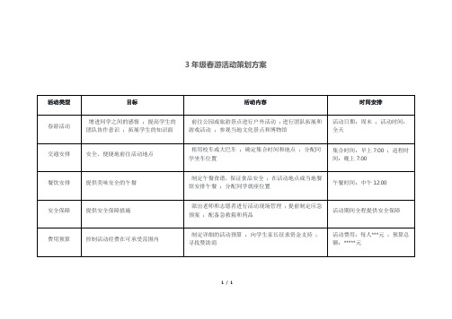 3年级春游活动策划方案