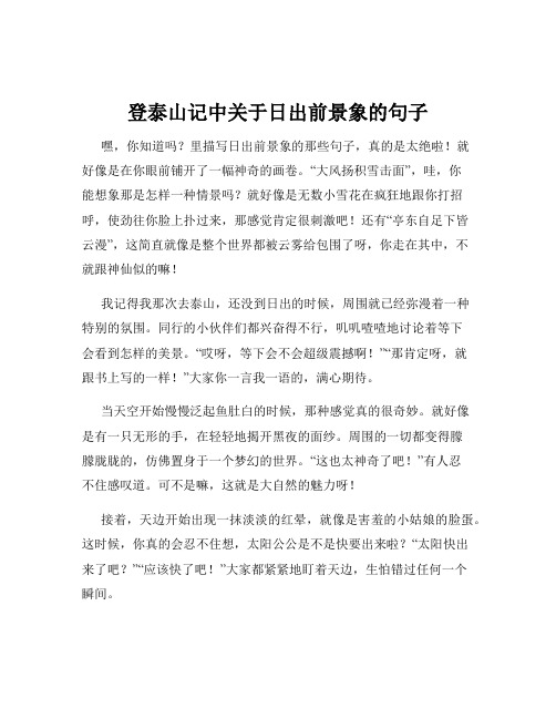 登泰山记中关于日出前景象的句子