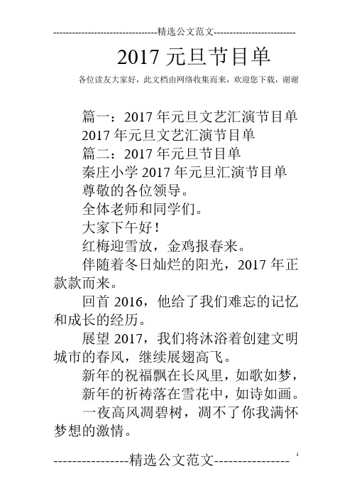 2017元旦节目单