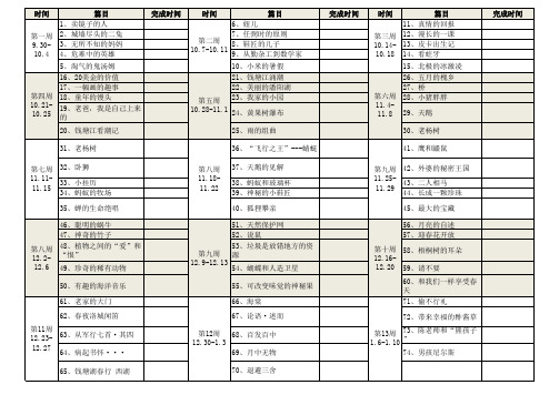 一本阅读计划单