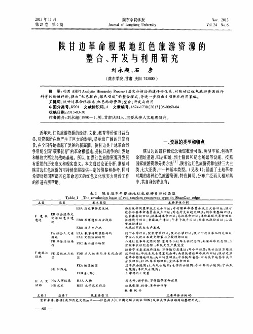 陕甘边革命根据地红色旅游资源的整合、开发与利用研究