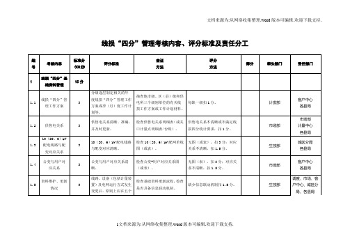 线损四分管理考核内容评分标准及责任分工