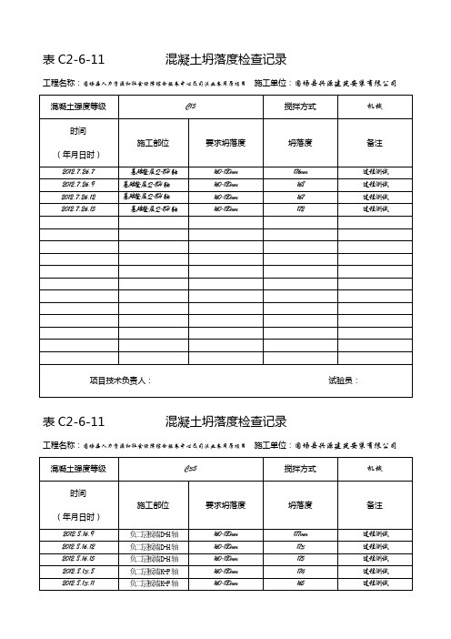 混凝土坍落度检查记录