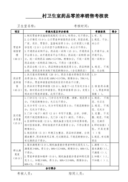 村级药品零差率考核细则