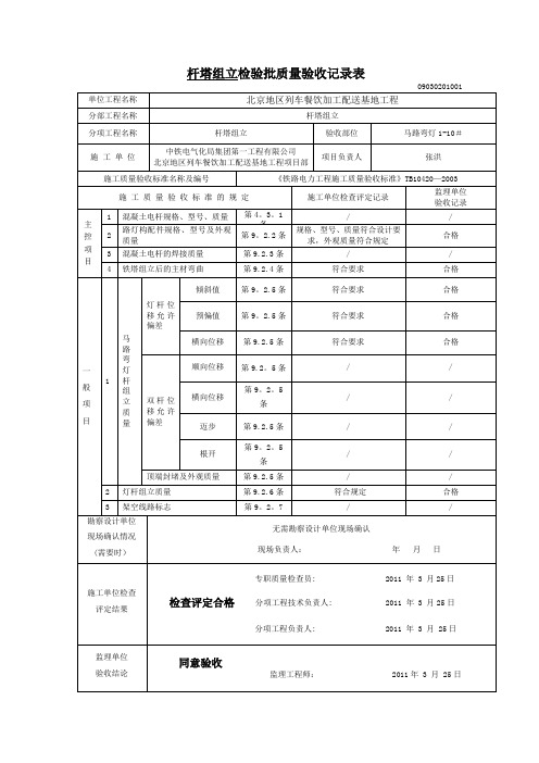 杆塔组立检验批质量验收记录表