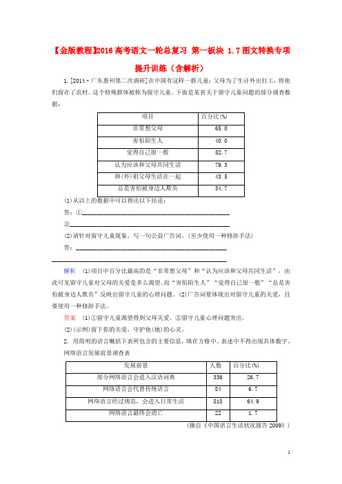 高考语文一轮总复习 第一板块 1.7图文转换专项提升训练(含解析)