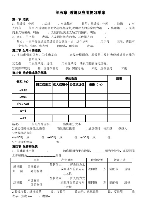 第5章透镜及其应用复习学案