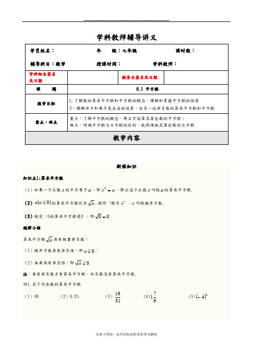 最新算术平方根、平方根知识点