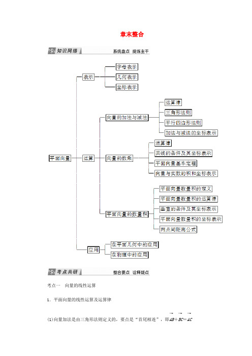 高中数学 第2章 平面向量章末整合导学案 新人教A版必修4-新人教A版高一必修4数学学案