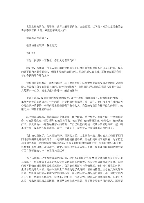 禁毒表态发言稿 3篇汇总