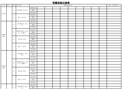 利器发放登记表