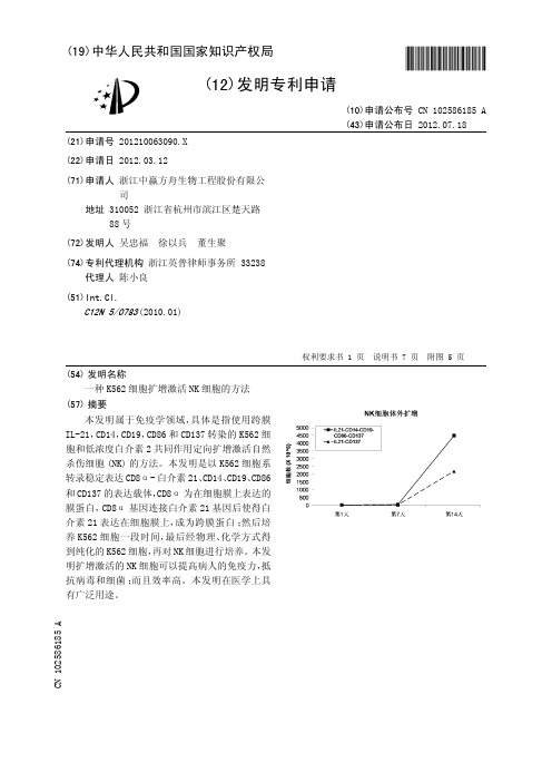 一种K562细胞扩增激活NK细胞的方法[发明专利]