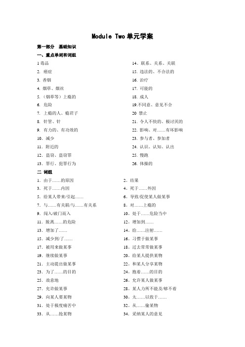 英语module2Nodrugs单元学案(外研版必修2)