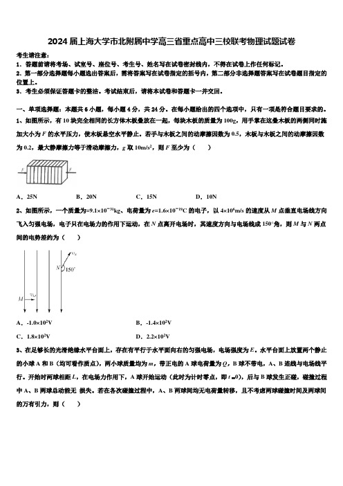 2024届上海大学市北附属中学高三省重点高中三校联考物理试题试卷