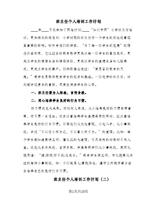 班主任个人培训工作计划(三篇)