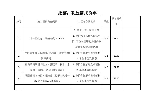 批荡报价单