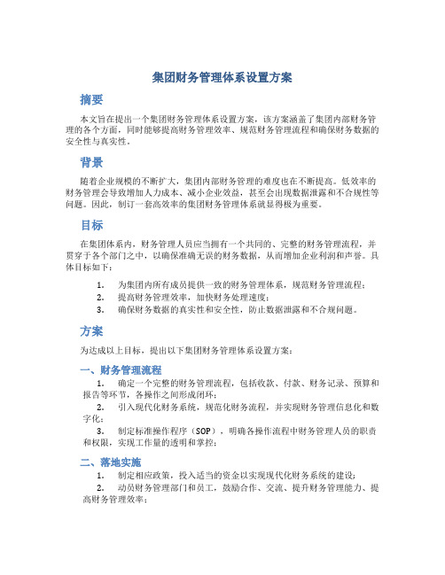 集团财务管理体系设置方案