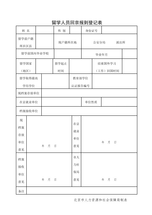 (完整word版)《留学人员回京报到登记表》