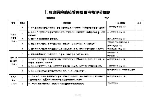 门急诊医院感染管理质量评价标准