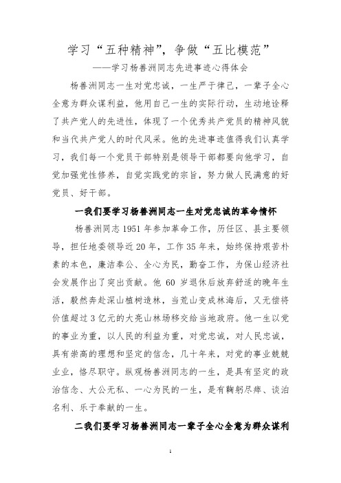学习杨善洲同志先进事迹心得 -