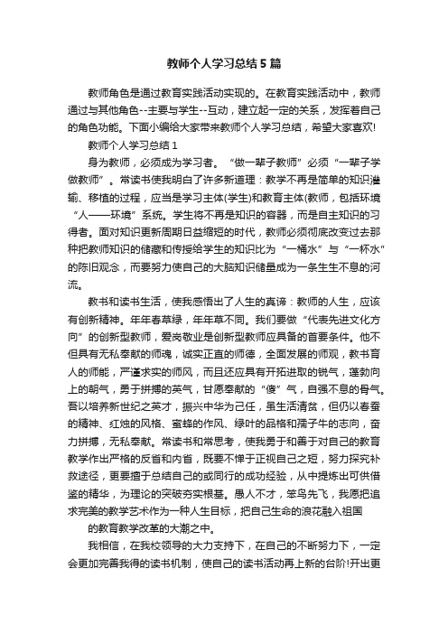 教师个人学习总结5篇