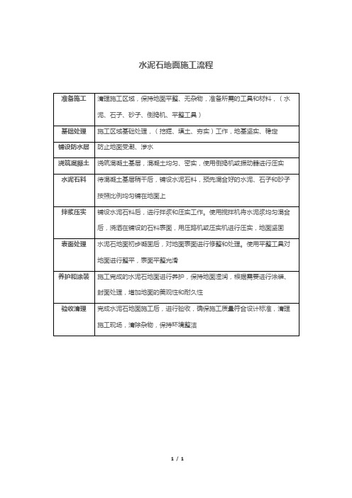 水泥石地面施工流程