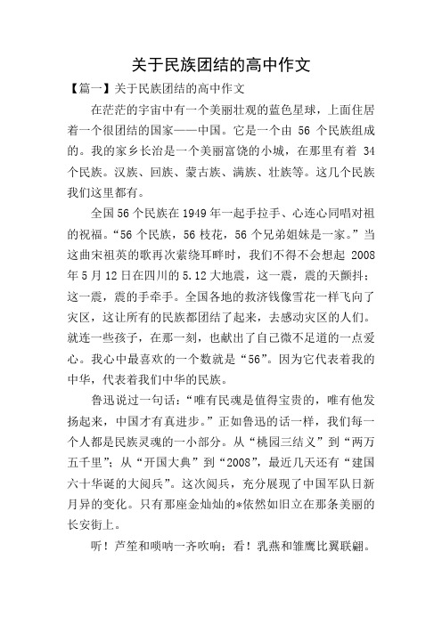 关于民族团结的高中作文